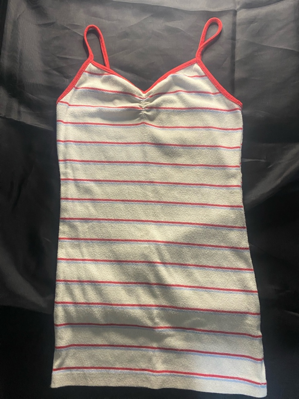 No Boundaries White Tank Dress with Coral and Light Blue Stripes